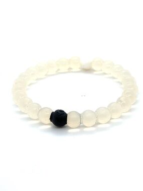Lokai Clear‎ White Beaded Bracelet with Single Black Accent